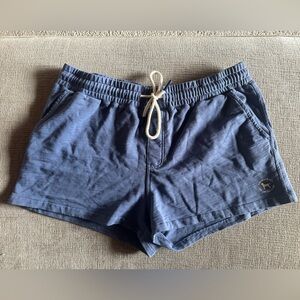 The Black Dog Women's Blue Athletic Drawstring Shorts with Cream Cord